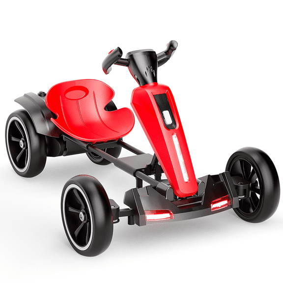 slutiing Electric Kids Pedal Go Kart, Foldable 12V with Adjustable Seat, EVA Wheels, Red, 3-6 Years Old