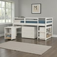 thumbnail image 2 of Tcbosik Loft Bed Twin Size with Desk, Shelves and 3 Drawers, Bed Frame with Ladder and Guardrail, Wood Slats Support, Space Saving, White, 2 of 6