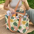 thumbnail image 2 of Pzuqiu Tropical Leaf Print Large Capacity Quilted Tote Bags for Women, Reversible Orange Shoulder Hobo Bag, Lightweight Carry On Handbag for Work Travel Shopping Everyday Use, 2 of 7