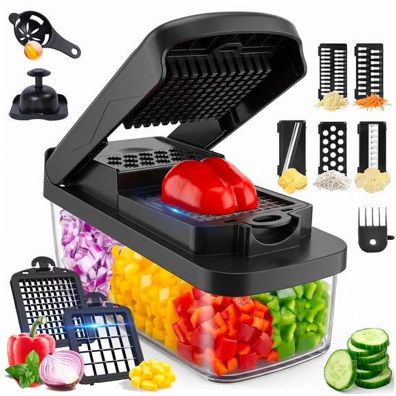 Honhorrs Vegetable Chopper Mandoline Slicer with Container, Onion Potato Food Veggie Fruit Slicer and Cutter for Kitchen Gadgets & Gifts, Home Essentials