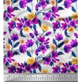 thumbnail image 1 of Soimoi polyester Crepe Fabric Flower & Leaves Watercolor Print Fabric by the Yard 42 Inch Wide, 1 of 3