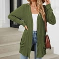 thumbnail image 2 of BXINGOHAI Women's Open Front Cardigan Solid Long Sleeve Tops Soft Comfy Casual Outwear Coats With Pockets Army Green,L, 2 of 4