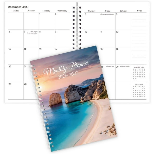 Planner Zuozee 2025-2027, bobina mensual, tamaño A5, 15 x 21 cm