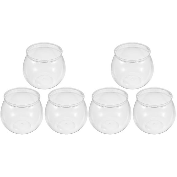 OUNONA 6 pcs  Plastic Fish Bowl Small Goldfish Bowl Office Fish Bowl Anti-falling Fish Bowl