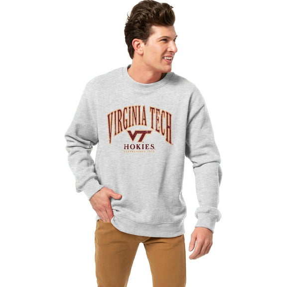 Men's League Collegiate Wear Heather Gray Virginia Tech Hokies Essentials 2.0 Fleece Pullover Sweatshirt