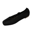 thumbnail image 2 of Miluxas Women's Knit Lace-Up Ballet Flats, Square Toe Ankle Tie Shoes, Soft Knit Fabric Mary Jane Flats for office, Casual Wear Black 9(42), 2 of 9