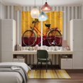 thumbnail image 4 of Bicycles Kitchen Curtains Window Panels, Farmhouse Vintage Vehicle Yellow Broken Walls Insulated Window Treatment Curtain, Grommet Curtains for Bedroom/Living Room/Bathroom, 2 Piece 42"Wx63"L, 4 of 8
