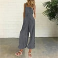 thumbnail image 2 of cfhntfmh Plus Size Jumpsuit for Women Baggy Sleeveless Square Neck Casual Outfits Solid Color Flowy Capri Pants with Pockets, 2 of 6