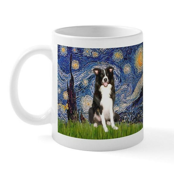CafePress - Starry Night Border Collie Mug - 11 oz Ceramic Mug - Novelty Coffee Tea Cup