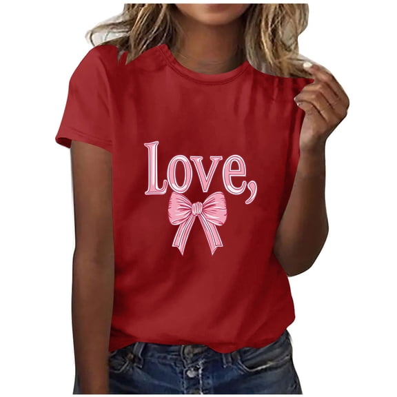 HongQid Women Graphic Funny Cute T Shirts Tee Casual Summer T Shirt Valentines(Gift Ideas)
