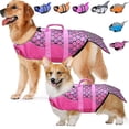 thumbnail image 1 of Chaleco salvavidas para perros, portátil, antidesgarro, para natación, ajustable, con asa de rescate para perros pequeños, medianos y grandes, S, rosa, 1 of 5