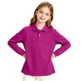 thumbnail image 5 of Unisex Kids Long Sleeve Mesh Polo Shirts Quick Dry Moisture Wicking Breathable Lightweight School Uniform Sports Wear Tops Hot Pink 120, 5 of 7