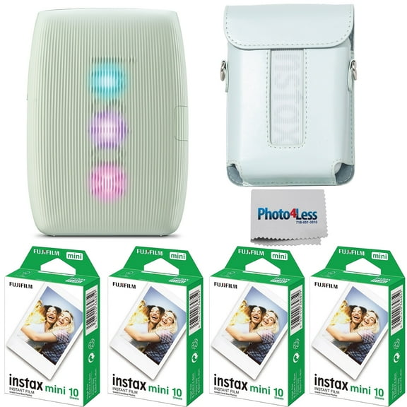 FUJIFILM INSTAX MINI LINK 3 Smartphone Printer (Sage Green) Bundle with Fujifilm Instax Mini film (40 sheets), Instax Mini LINK 3 Protective Case