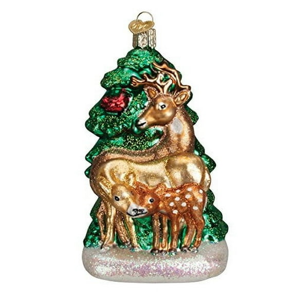 Old World Christmas Animal Collection Glass Blown Ornaments for Christmas Tree Deer Family