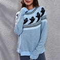 thumbnail image 4 of IROINID Rabais T-Shirts à Manches Longues pour Femmes Imprimé Col Rond T-Shirt Blouse Hauts Chandail, Bleu Pâle, 4 of 6