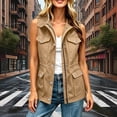 thumbnail image 4 of IUYRTFE Women Drawstring Waist Multi Pocket Cargo Vest for Fall Winter Casual Daily Wear, 4 of 7