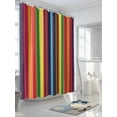 thumbnail image 3 of Shower Curtain Rainbow Stripes Shower Curtains for Bathroom, Waterproof Polyester Shower Curtain Set with Hooks, Standard Size 66" x 72" Abstract Colorful Stripes, 3 of 6