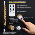 thumbnail image 4 of WYZworks 10" Flameless LED Taper Candles – Full Twisted Spiral – Sand Biege, Set of 6 – Remote, 2/4/6/8-Hr Timer (24-hr Memory), Bottom On/Off Button, Dimmable, Battery Operated, Flicker/Steady, 4 of 7