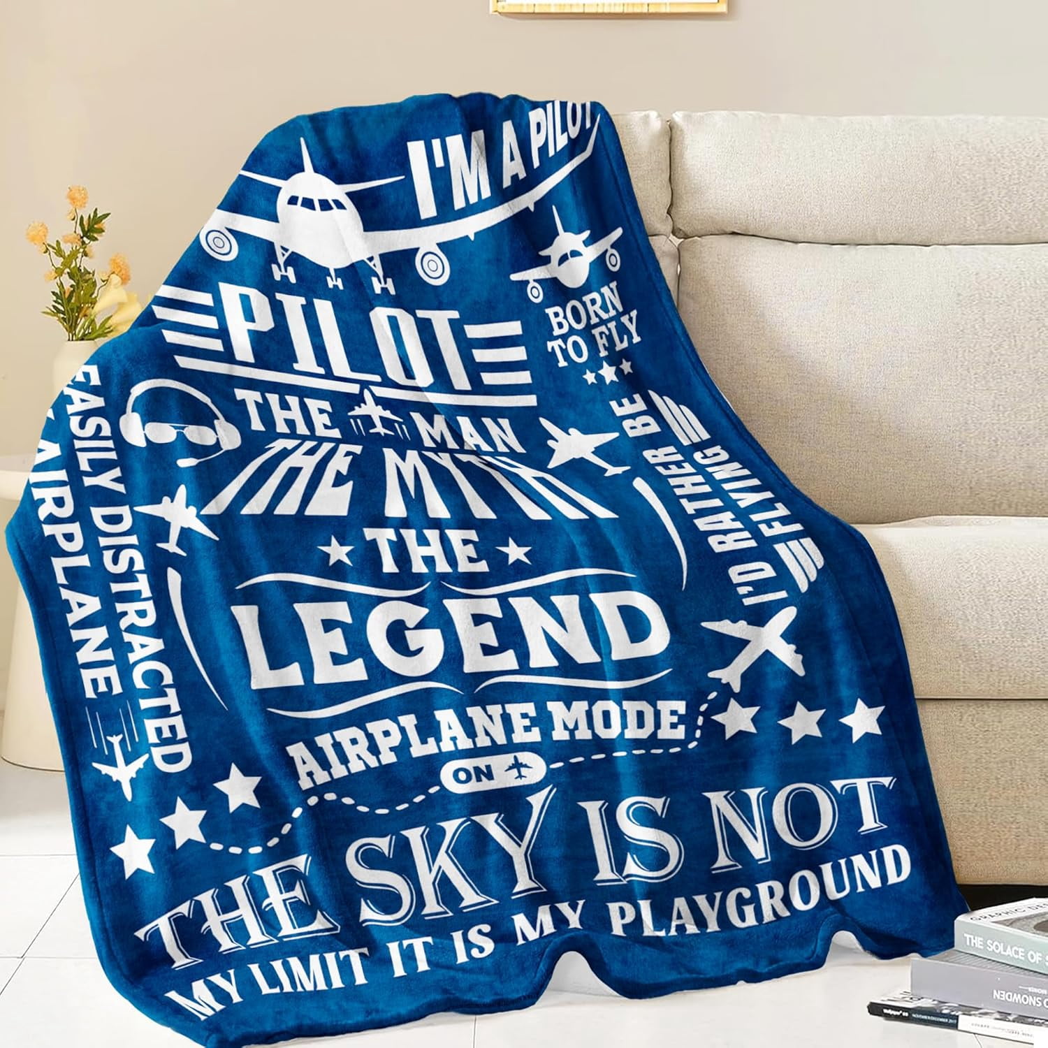 Pilot Gifts for Men Blanket 60" x 50" - Christmas Aviation/Airplane/Aviator Gift for Pilots Men