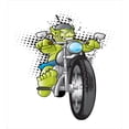thumbnail image 3 of Motorcycle Duvet Cover Set, Wild and Dangerous Looking Troll Animalistic and Extreme Creature, Decorative 3 Piece Bedding Set with 2 Pillow Shams, Calking Size, Charcoal Grey and Green, by Ambesonne, 3 of 3
