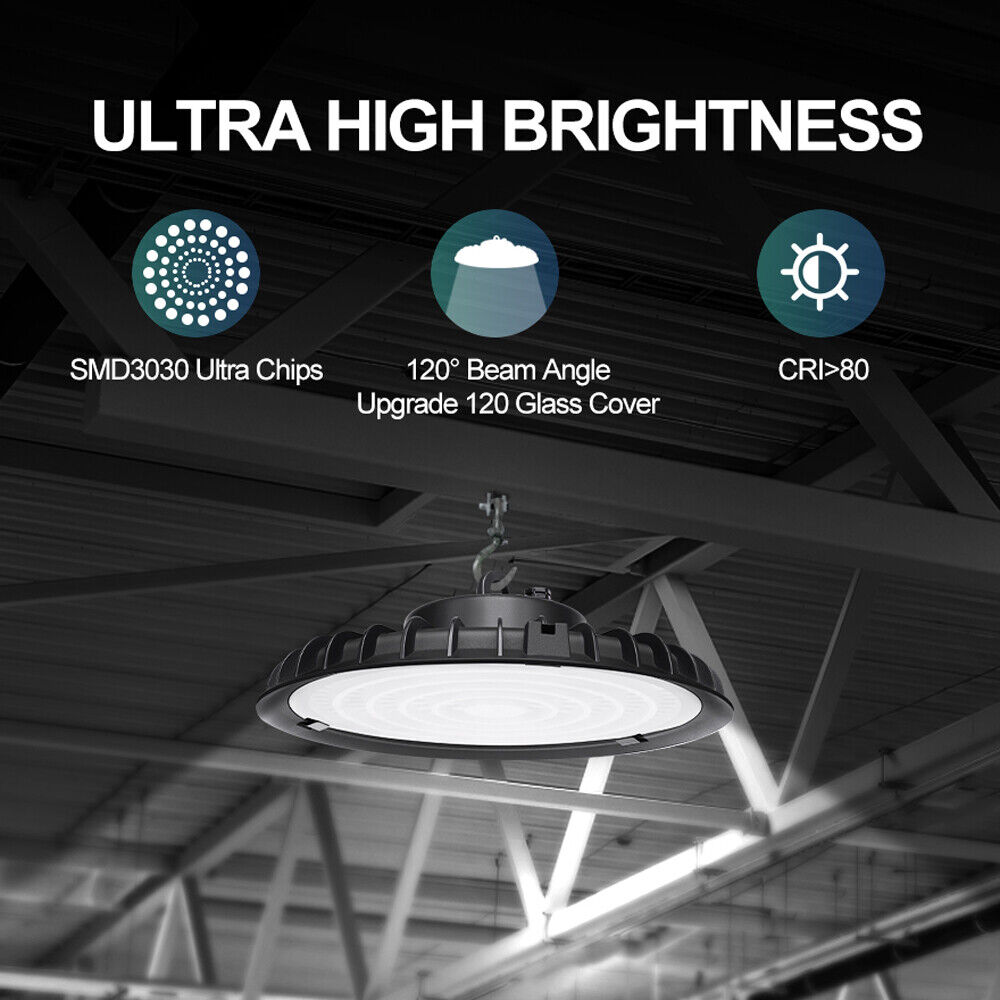 Cutever 200W UFO LED High Bay Light – 20000LM Cool White 6000K For Warehouse Garage Shop