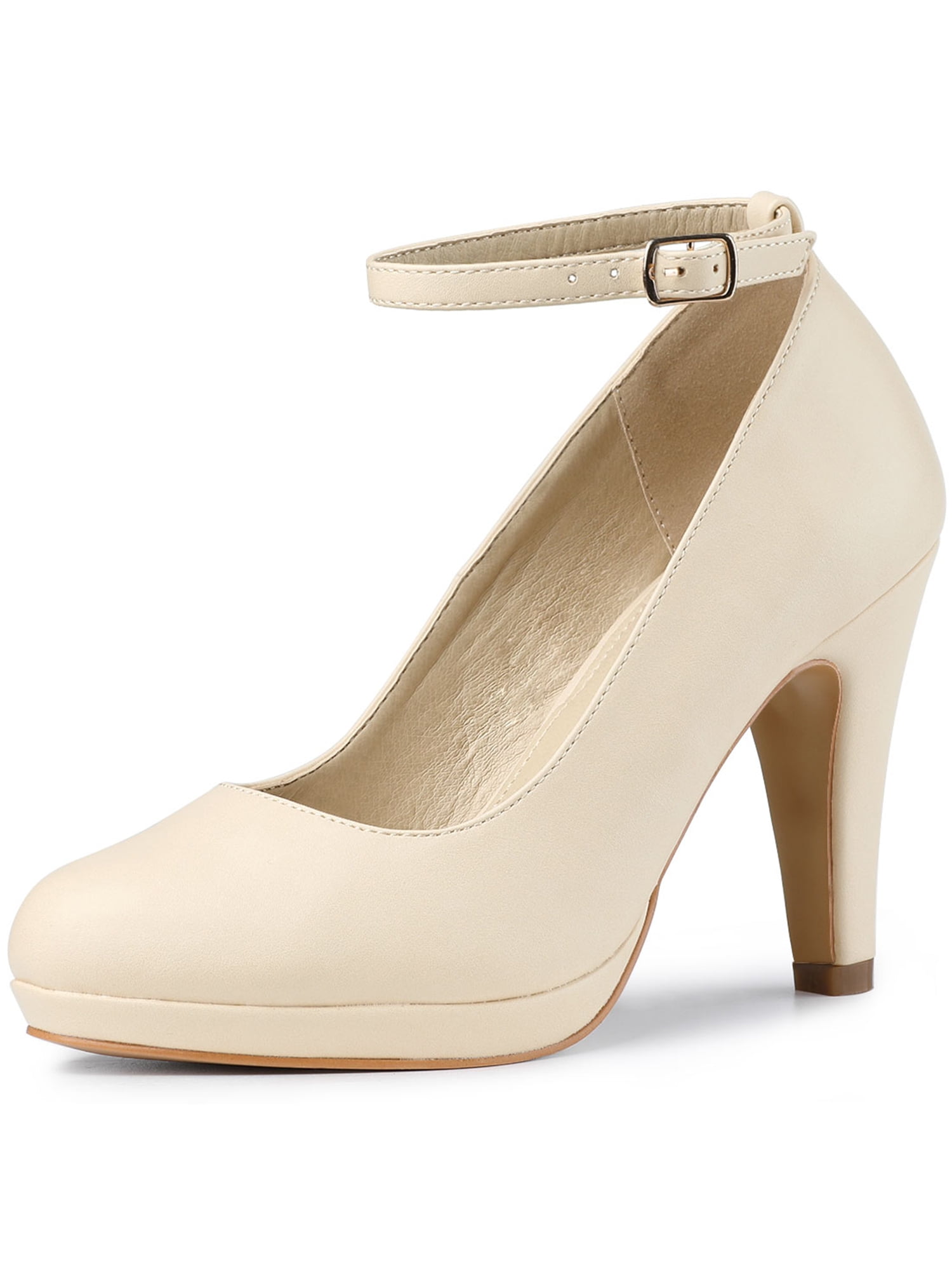 Allegra K Allegra K Women's Round Toe Stiletto High Heel Ankle Strap