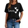 thumbnail image 2 of ZZwxWA Womens Valentine's Day Short Sleeve Tops Summer Love Heart Print T Shirts Round Neck Casual Fashion Basic Tee Tunics, 2 of 5