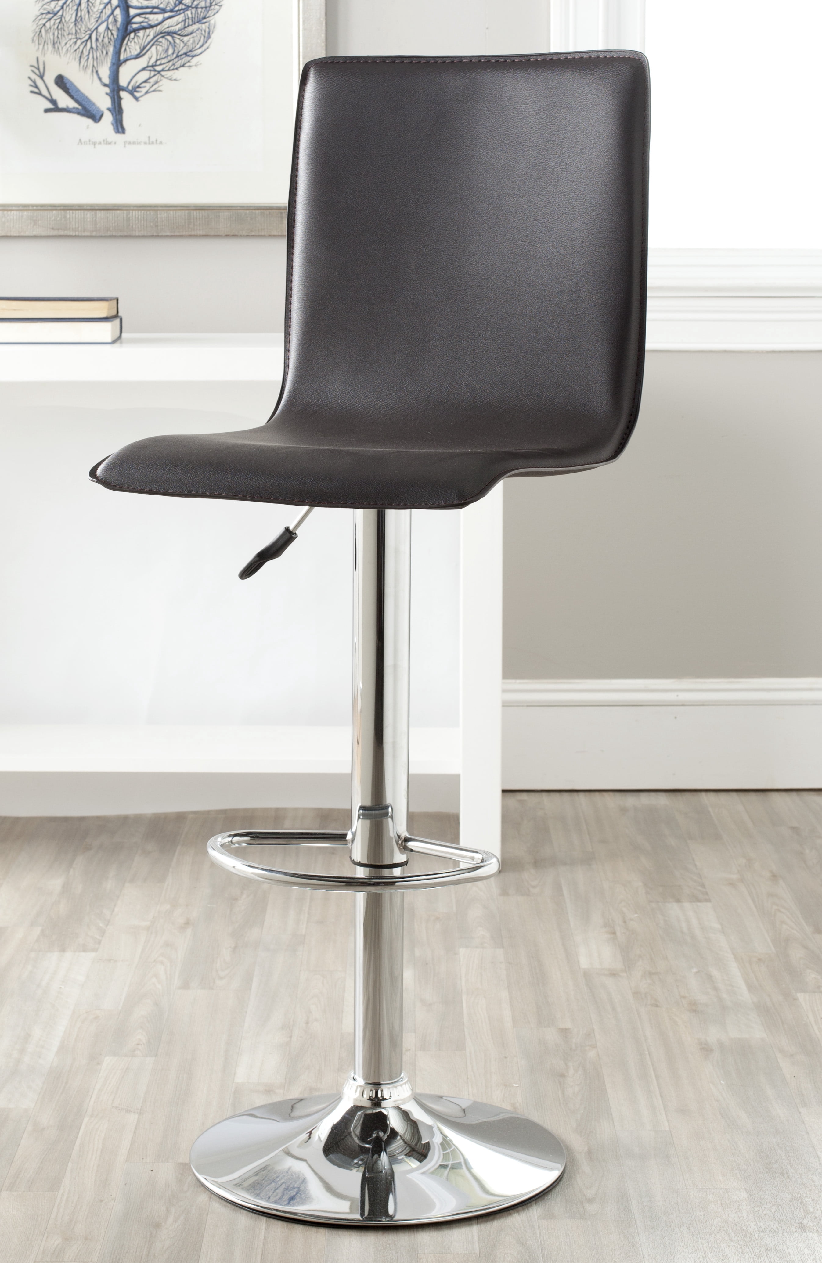 SAFAVIEH Magda Chrome Steel Swivel Barstool, Brown