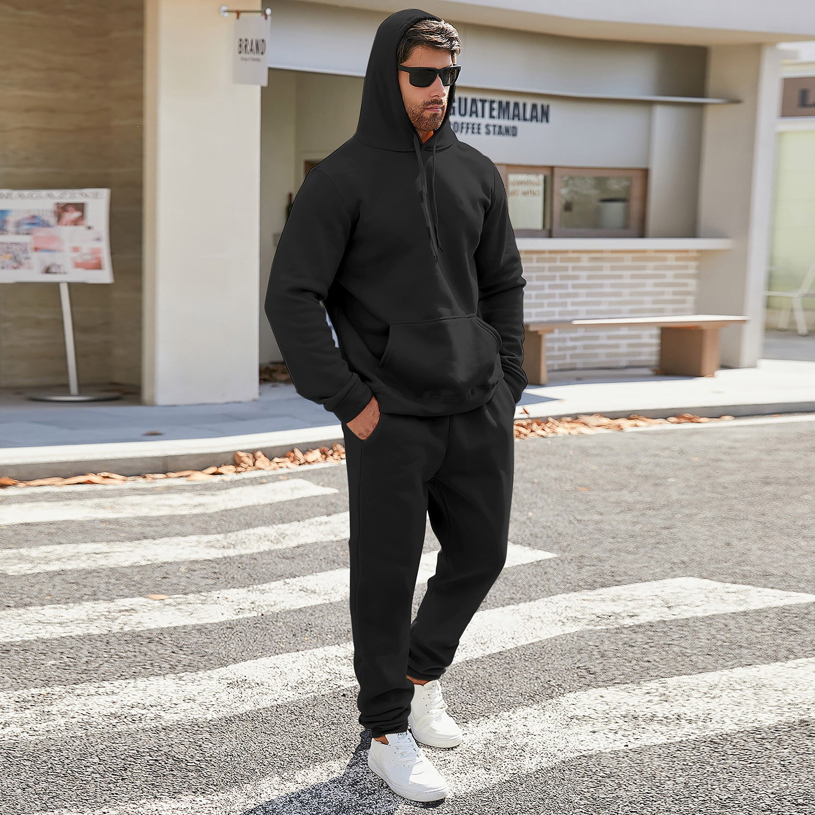 HXWCHs Men's Solid Color Tracksuit - Fashion Casual Hoodie