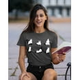 thumbnail image 2 of Ghost Cats Hiding Sheets Halloween Costume Pet Lovers Women's T-shirt, L, Charcoal, 2 of 6