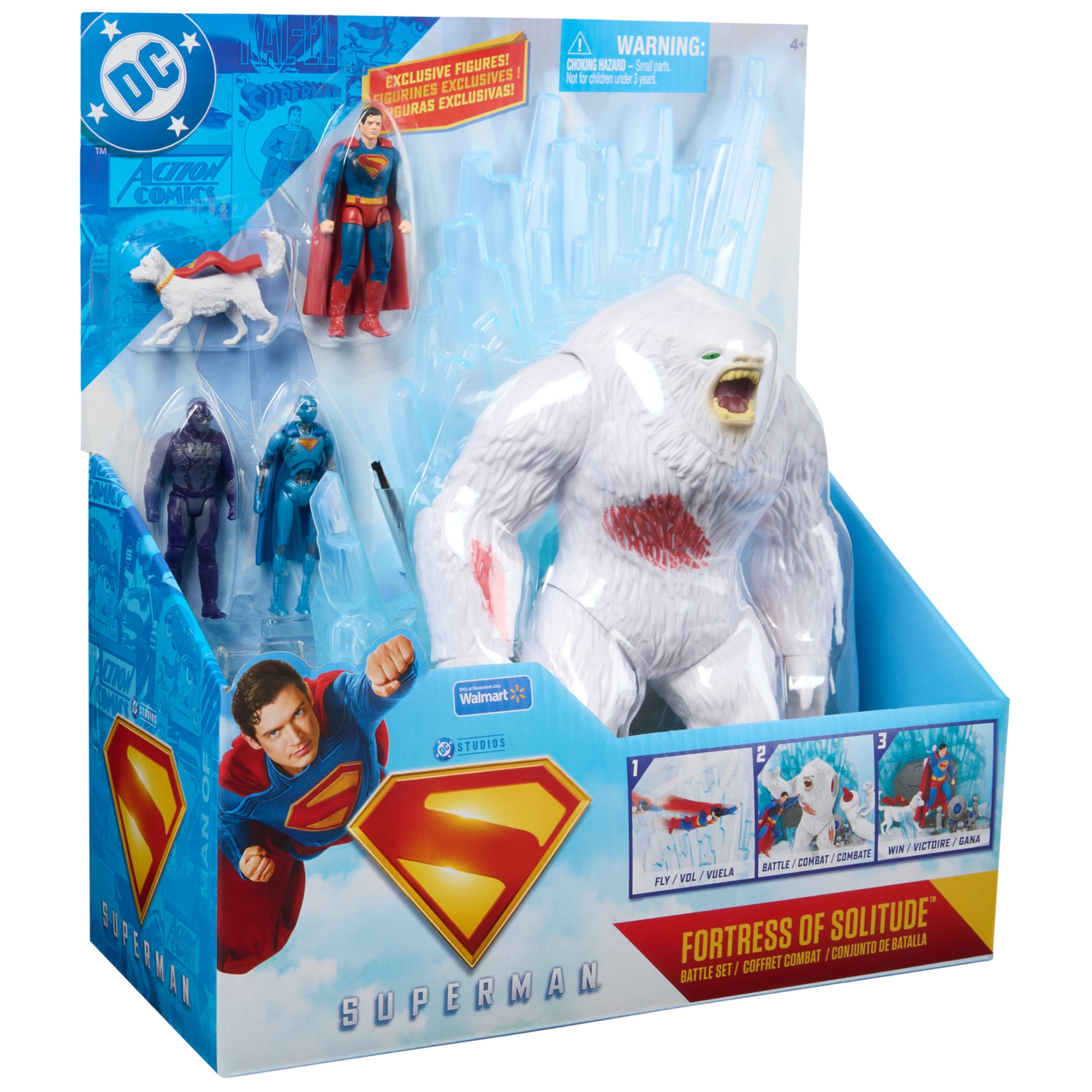 DC Comics SUPERMAN, Fortress of Solitude Battle Set with 3 Action Figures, for Ages 4 and up