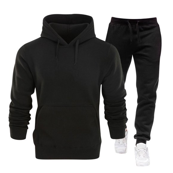 hoksml Men's Sweatsuit, Active Tracksuits Outfits, 2 Piece Set Hoodies And Sweatpants Sets Solid Color Long Sleeved Hooded Sweatshirt Active Pants Set Casual Jogging Gym Sweat Suits