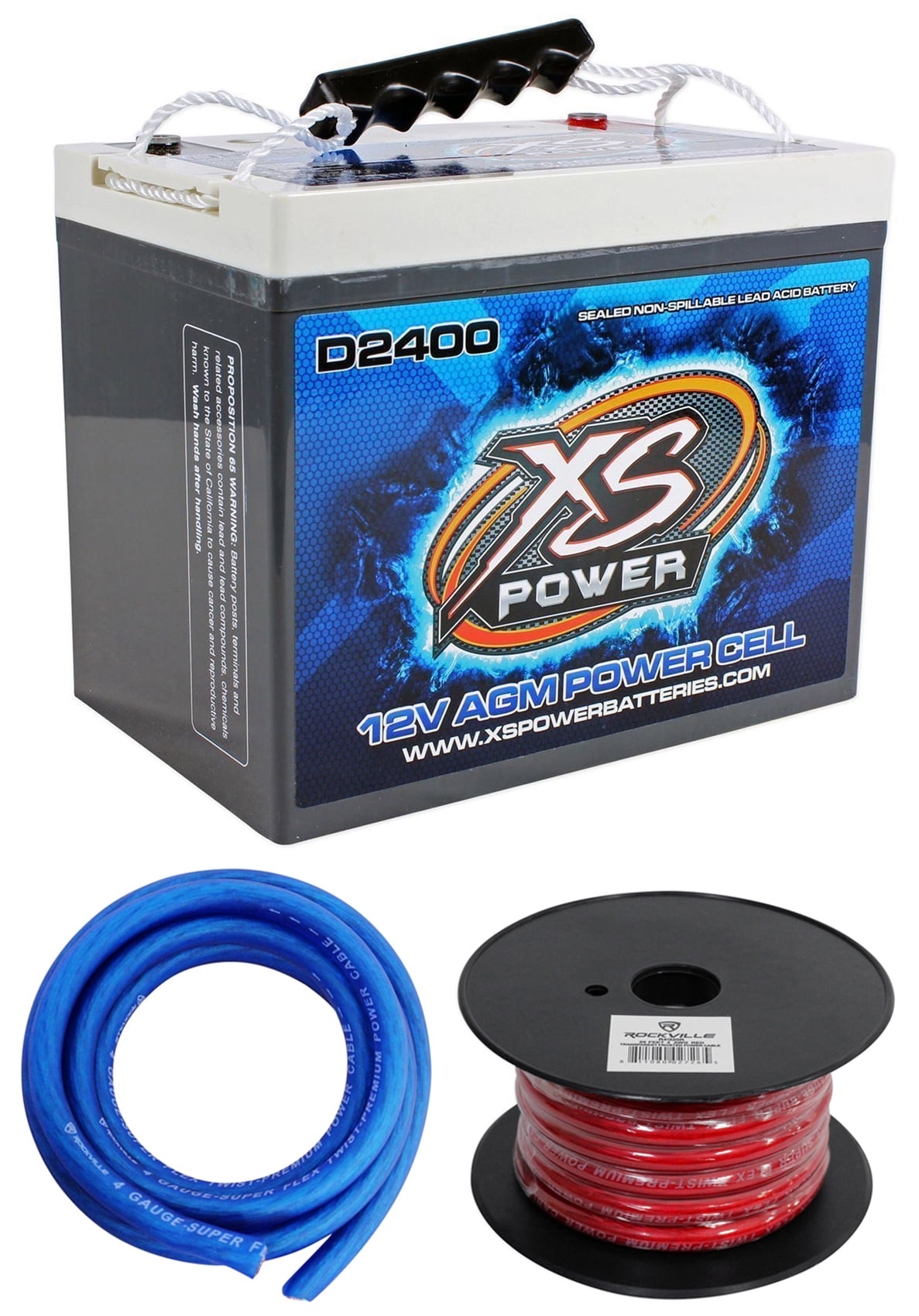 XS Power D2400 3500 Amp Car Audio Battery+Terminal Hardware+Power