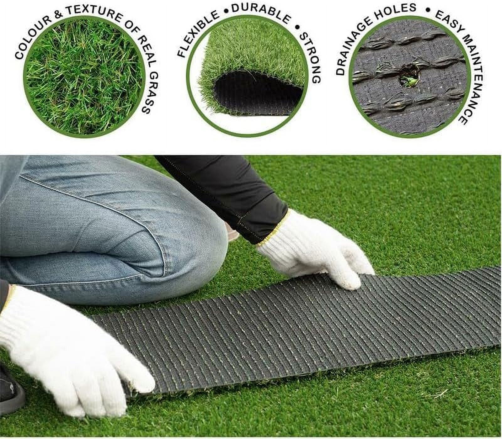 Petgrow Artificial Synthetic Grass Turf 8FTx12FT, 0.8" Pile Height Indoor Outdoor Pet Dog Artificial Grass Mat Rug Carpet for Garden Backyard Balcony