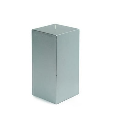 Jeco CPZ-149 3 x 6 in. Square Pillar Candle, Metallic Silver