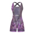thumbnail image 3 of Sakmal Square Neck Rompers for Women Purple Swim Racerback Sleeveless Short Jumpsuits Floral Rompers, 3 of 4