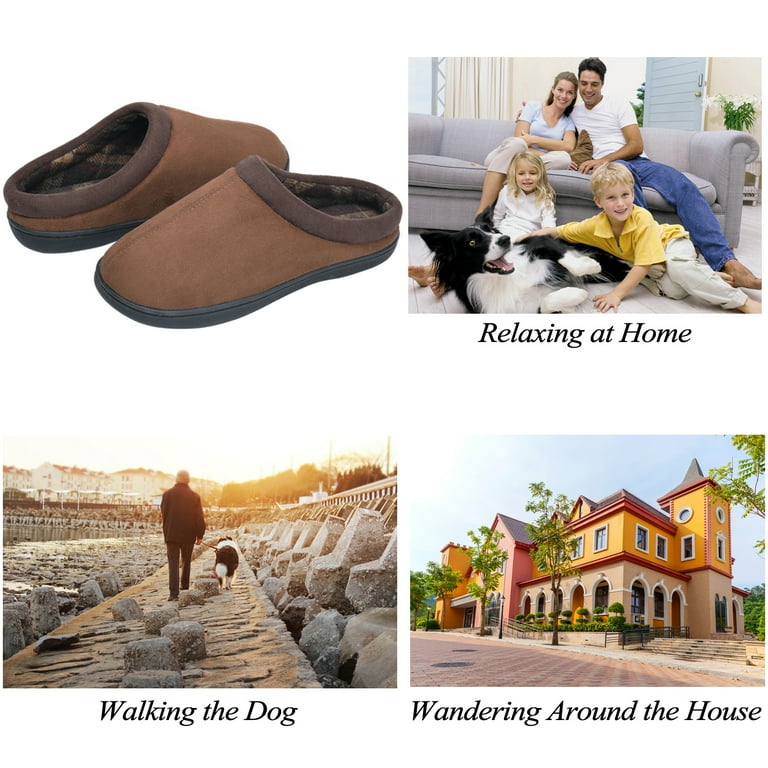 Lordfon Memory Foam Mens Slippers Slip On House Slippers Men s Size 11 12 Brown