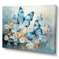 thumbnail image 2 of Designart "Blue White Butterfly Euphony" Animals Canvas Art Print, 2 of 5