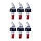 thumbnail image 1 of (paquete de 6) vertedores de botellas de licor medidos, 1 oz, vertedor de botellas con boquilla transparente con cola roja y cuello negro, boquillas de vertido medidas, 1 of 2