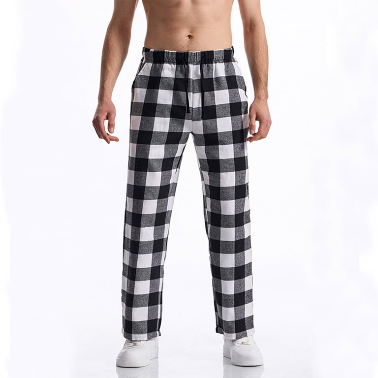 GuangCheng George Loungewear Pants for Men Plaid Soft Comfy