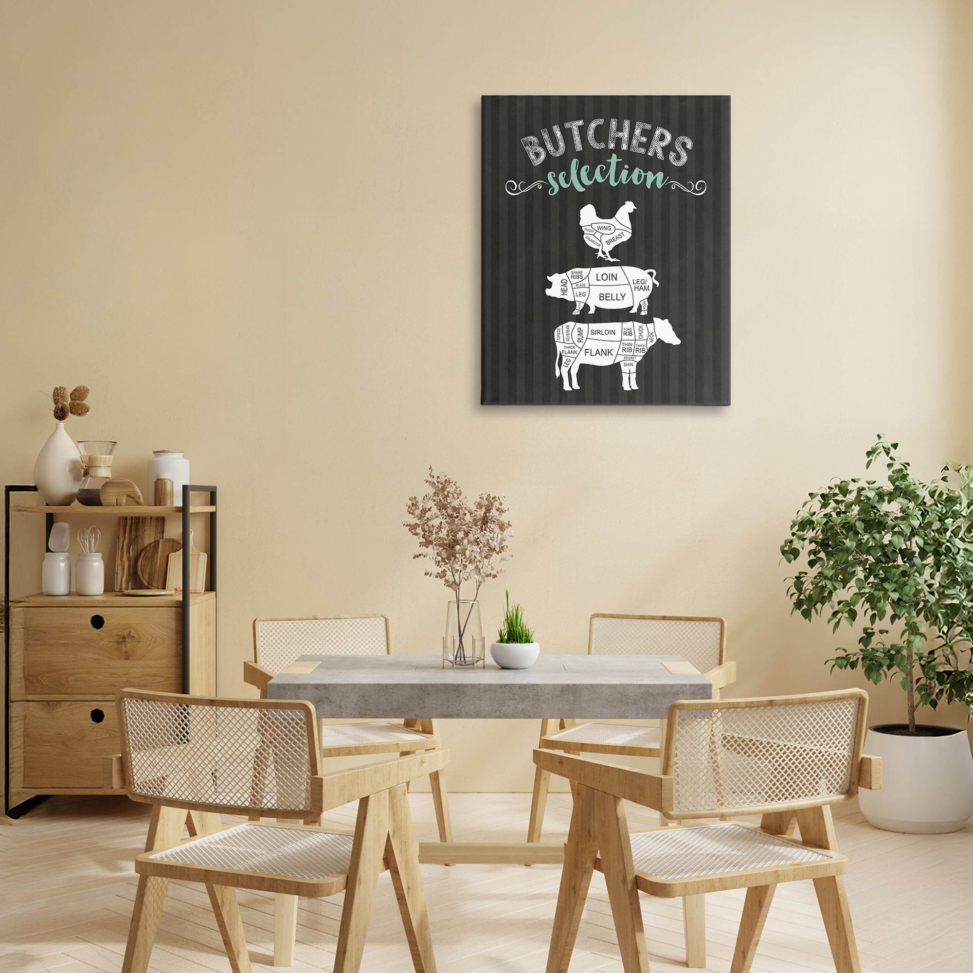Butchers Selection Animal Sections Canvas Wall Art, design by Lettered and Lined