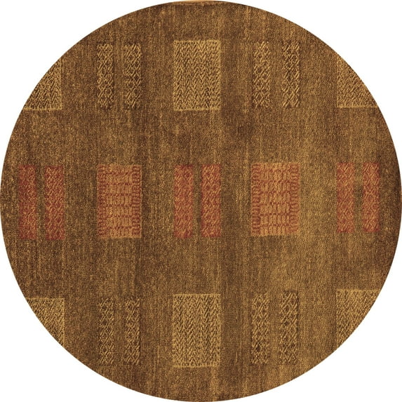 Ahgly Company Indoor Round Abstract Brown Modern Area Rugs, 6' Round