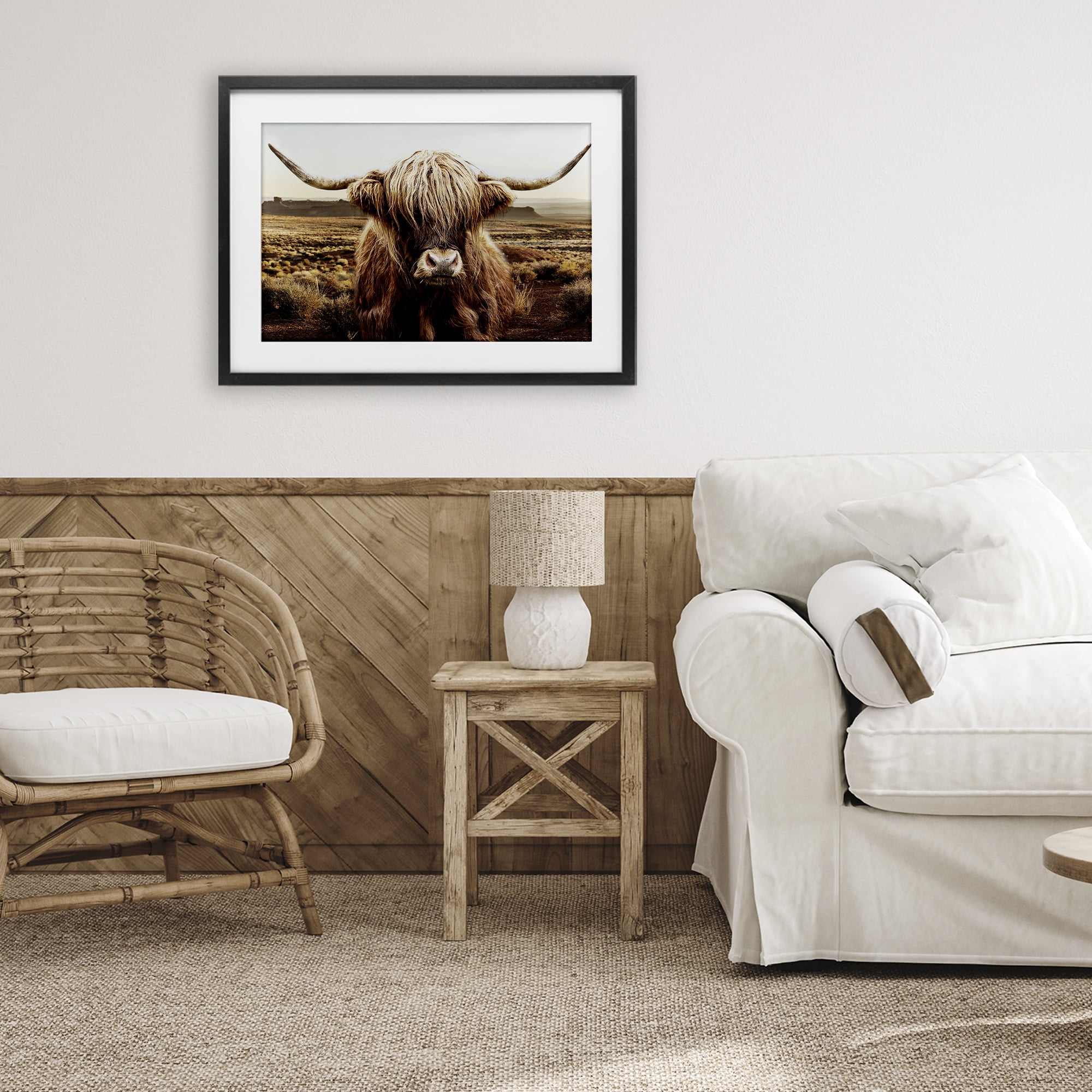 Stupell Industries Rugged Vegetation Cattle Portrait Black Framed Print Under Glass, design by CAD Designs