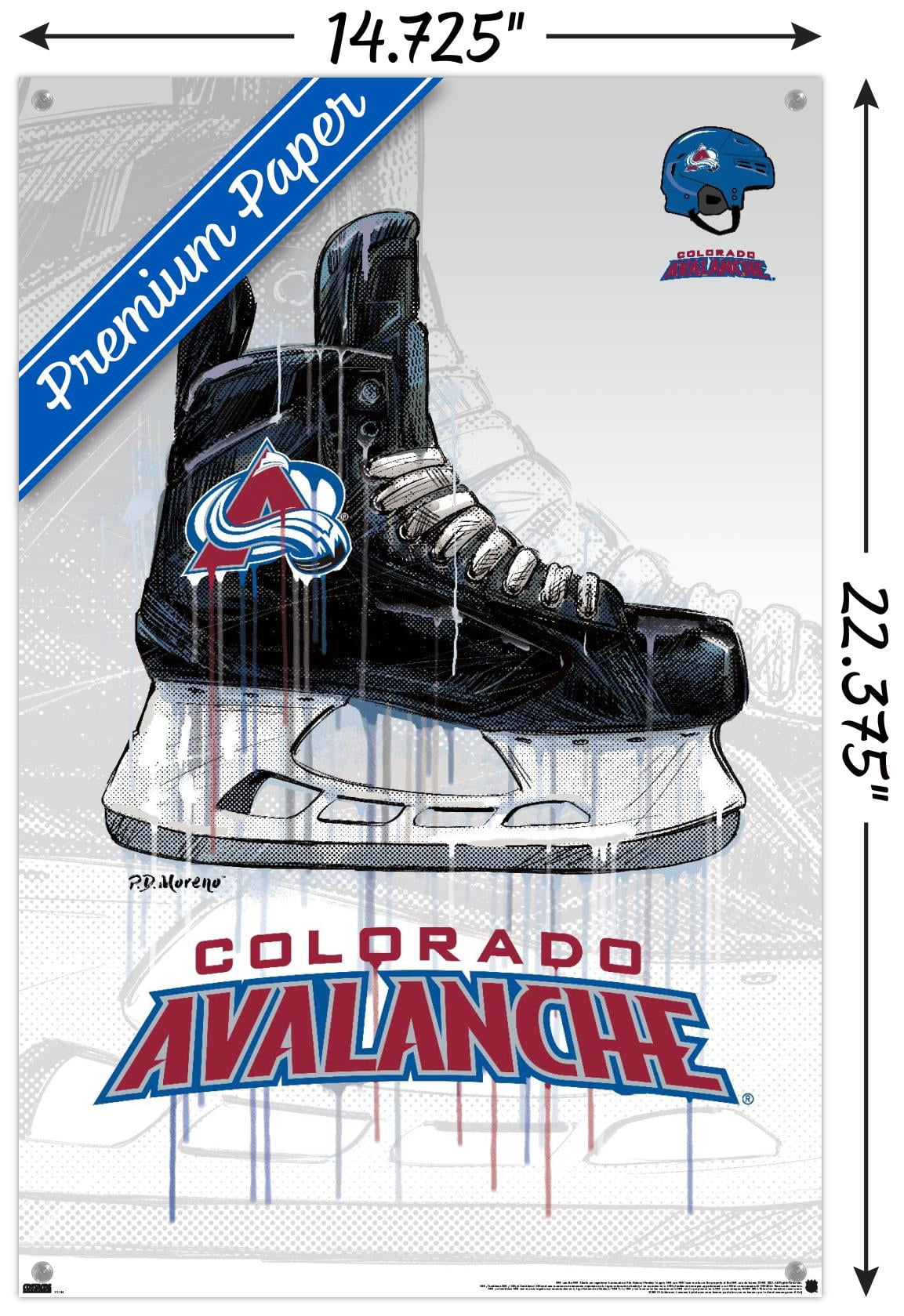 NHL Colorado Avalanche - Drip Skate 21 Wall Poster with Pushpins, 14.725" x 22.375"