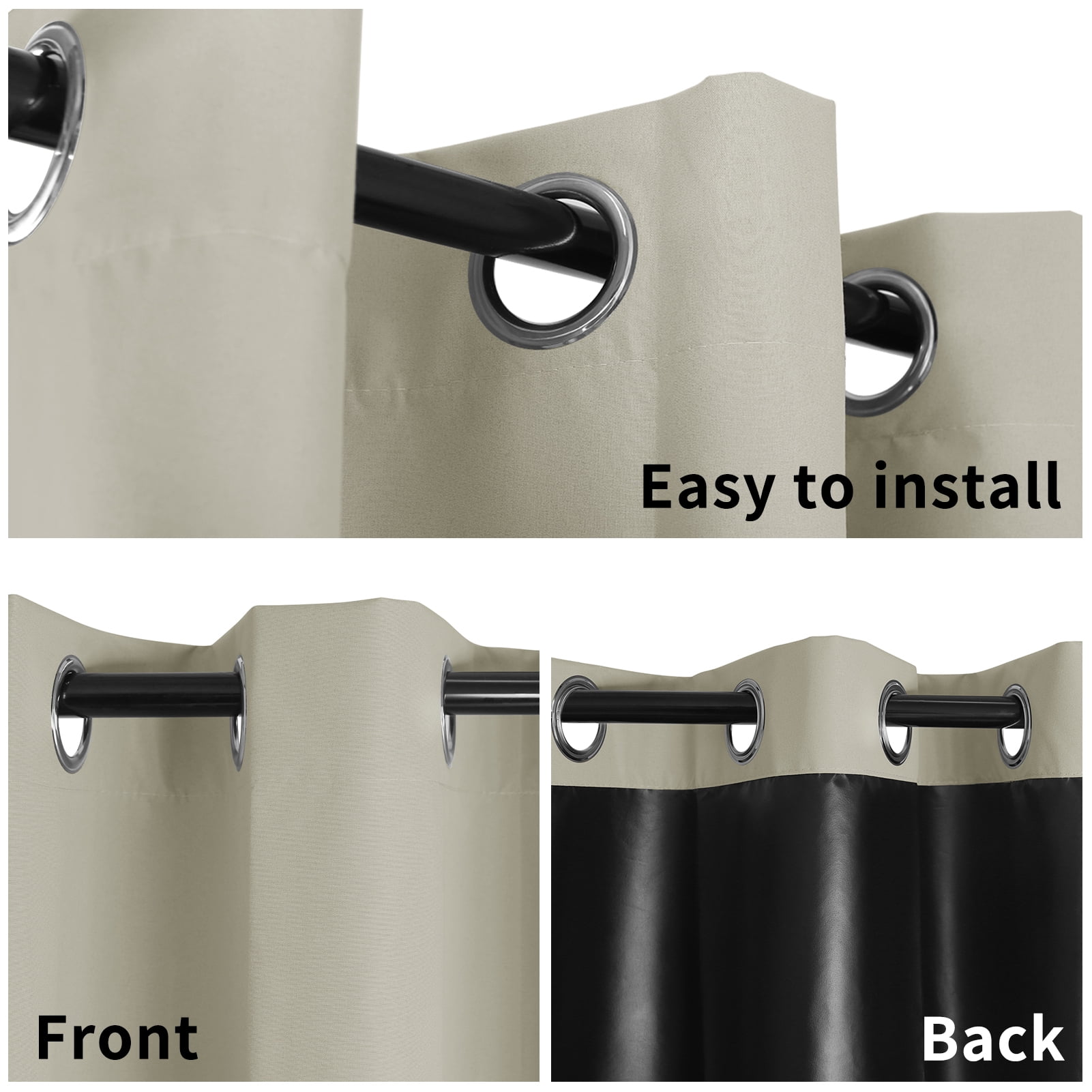 NEWEEN Blackout Curtains Thermal Insulated & Warm Protecting Curtains Eyelet for Living Room/ Bedroom, 52”W x 84”L,2 Panels,Cream Natural Curtains