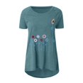 thumbnail image 1 of CHOK Womens Plus Size Clearance Women Ladies Button Print Round Neck Short Sleeve Irregular T-shirt Blouse Tops, 1 of 5