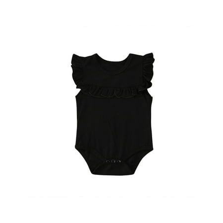 

JYYYBF Newborn Infant Baby Girls Solid Romper Sleeveless Ruffle Cotton Jumpsuits Playsuit Summer Clothes