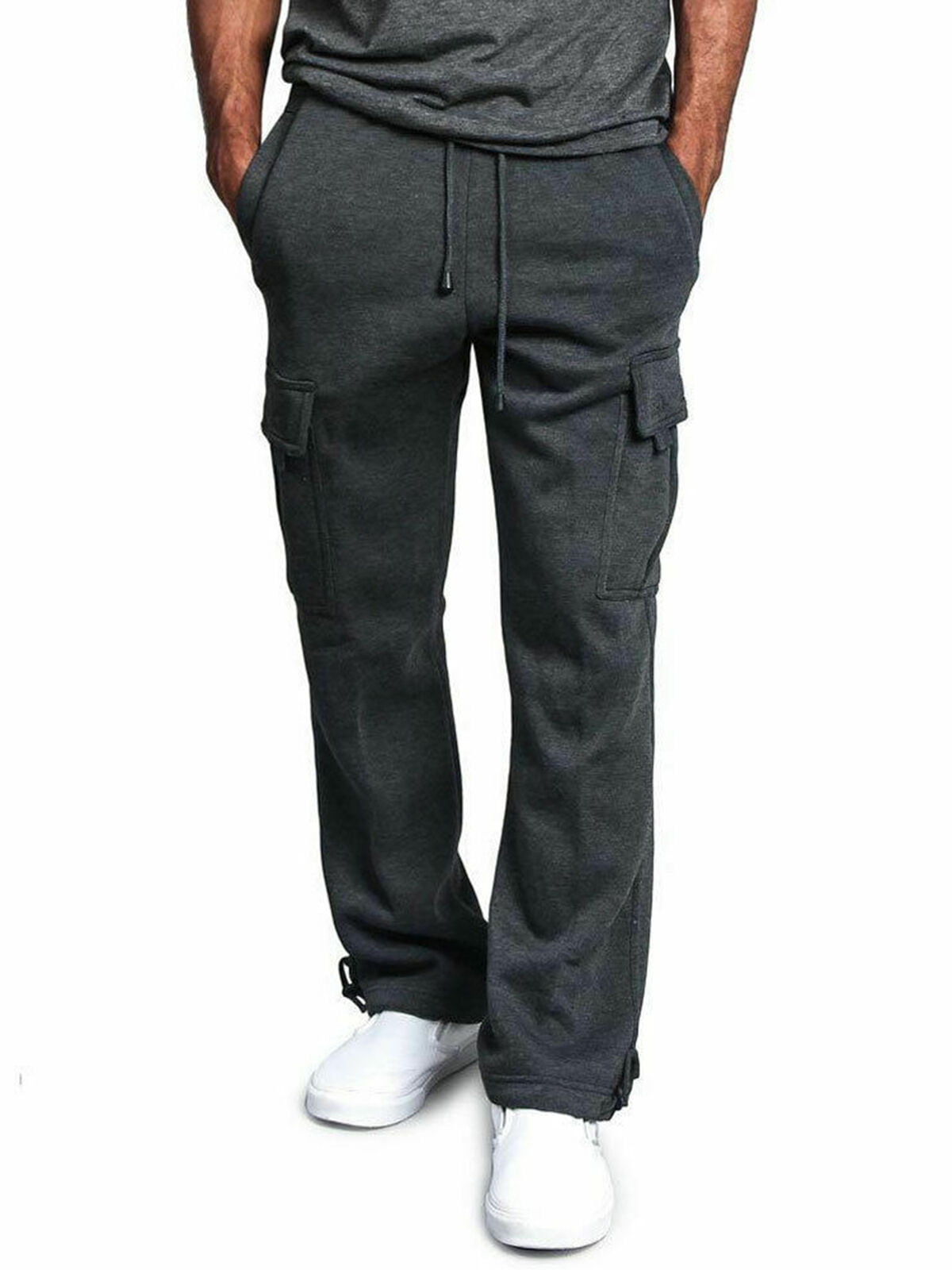 Ruewey - Mens Jogger Gym Heavy Weight Fleece Cargo Pocket Sweat Pants ...