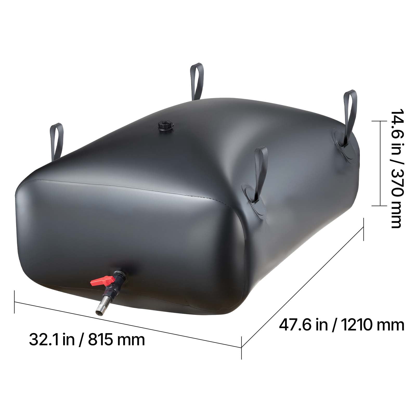 KFFKFF Collapsible Water Storage Bladder, 87.2 Gal Portable Water Tank, Durable 1000D PVC Material, Leak-Resistant Design for Camping, Garden Irrigation, RVs, and Emergency Water Supply, Black