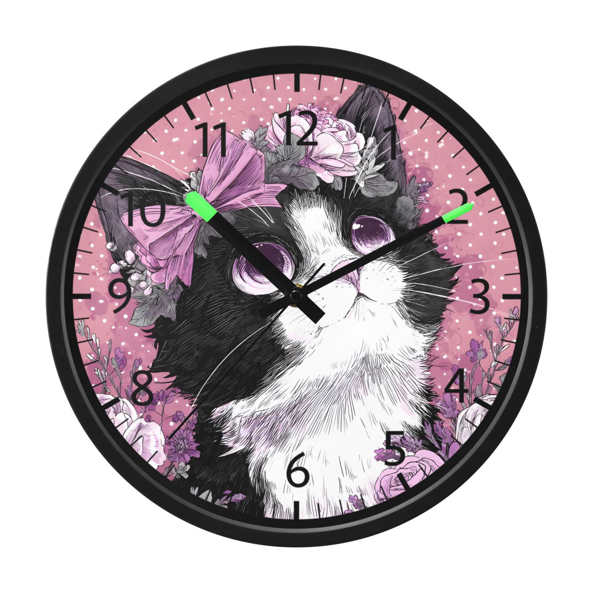 DIXRUYEE Silent Voice Activated LED Night Light Wall Clock 12 Inch With 12 in Clock with Polka Dot photo DIXRUYEE Silent Voice Activated LED Night Light Wall Clock 12 Inch With 12 in Clock with Polka Dot